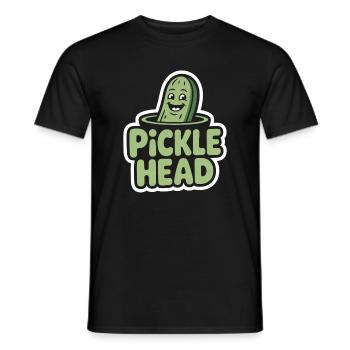 Pickle Head Funny Cucumber Cartoon Humor - Men's T-Shirt - black - Front - AI Model Male 178 light (178cm)