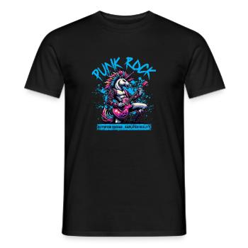 Punk Rock Rebellion Unicorn - Men's T-Shirt - black - Front - AI Model Male 178 light (178cm)