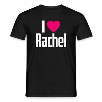 I Love Rachel Pink Heart I Love Rachel - Men's T-Shirt - black - Front - AI Model Male 178 light (178cm)