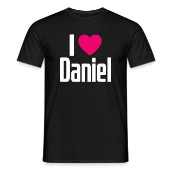 J’aime Daniel Pink Heart J’aime Daniel - T-shirt homme - noir - Devant - AI Model Male 178 light (178cm)