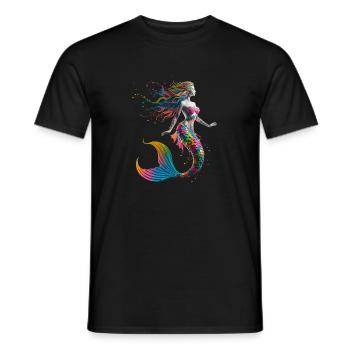 Fantaisie de sirène arc-en-ciel colorée - T-shirt homme - noir - Devant - AI Model Male 178 light (178cm)