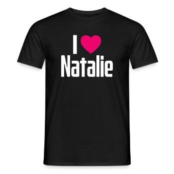 J’aime Natalie Coeur rose J’aime Natalie - T-shirt homme - noir - Devant - AI Model Male 178 light (178cm)