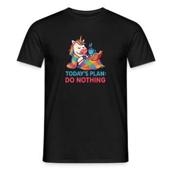 Lazy Unicorn Cozy Day Cute Relax Tee - Men's T-Shirt - black - Front - AI Model Male 178 light (178cm)