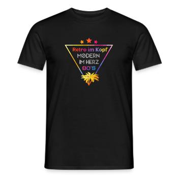80s Neon Palm Trees Triangle Shirt - Men's T-Shirt - black - Front - AI Model Male 178 light (178cm)
