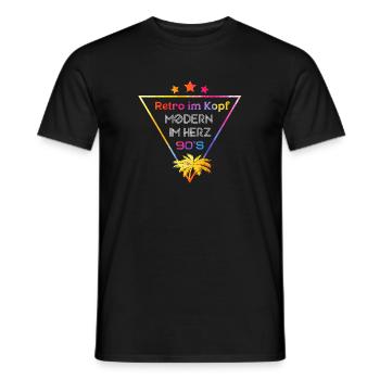 Retro Head Modern Heart 90s Flair - Men's T-Shirt - black - Front - AI Model Male 178 light (178cm)