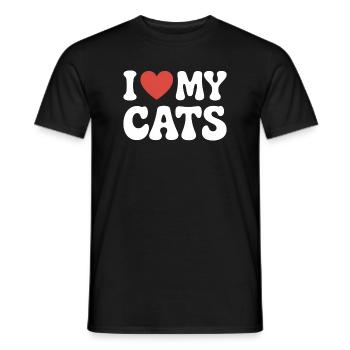 I Love My Cats Ich Liebe Meine Katzen - Men's T-Shirt - black - Front - AI Model Male 178 light (178cm)
