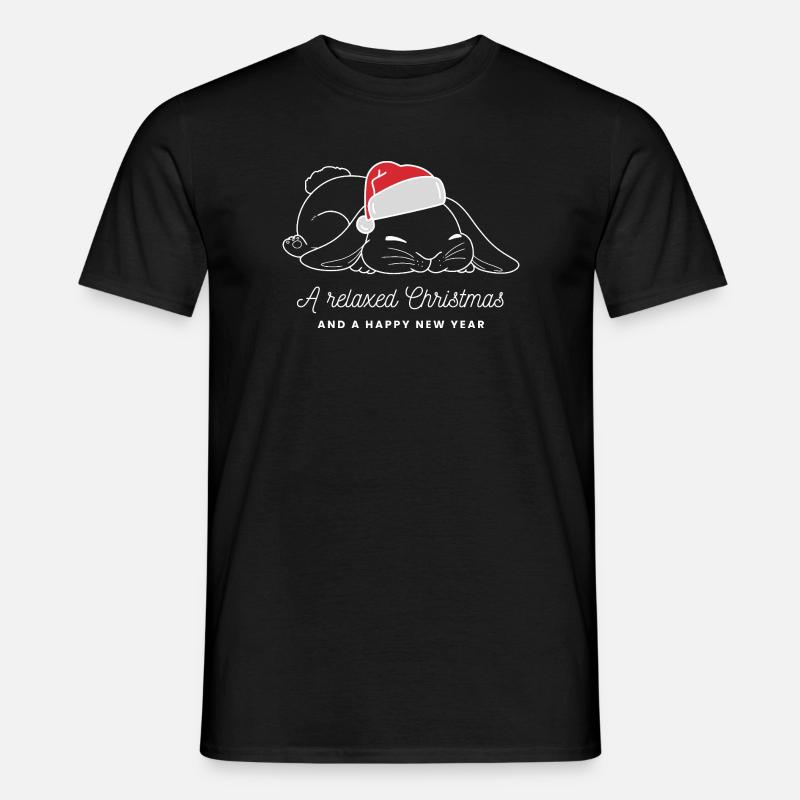 Entspannter Weihnachts-Hase mit Mütze - hell - Männer T-Shirt - Schwarz