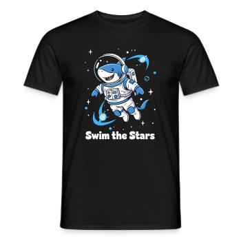 Astronaute requin de l’espace - T-shirt homme - noir - Devant - AI Model Male 178 light (178cm)