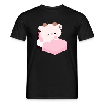 Schläfrige rosa Kuh Kawaii Schlafenszeit - Männer T-Shirt - Schwarz - Vorne - AI Model Male 178 light (178cm)