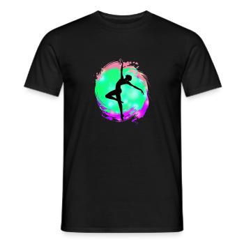 Dancer Silhouette Neon Splash - Men's T-Shirt - black - Front - AI Model Male 178 light (178cm)