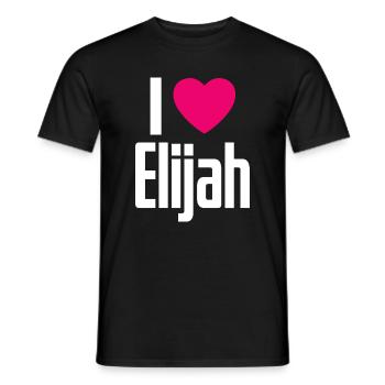 I Love Elijah Pink Heart I Love Elijah - Men's T-Shirt - black - Front - AI Model Male 178 light (178cm)