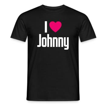 I Love Johnny Pink Heart I Love Johnny - Men's T-Shirt - black - Front - AI Model Male 178 light (178cm)