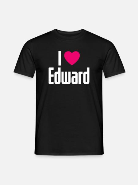 I Love Edward Pinkes Herz Ich liebe Edward - Männer T-Shirt - Schwarz