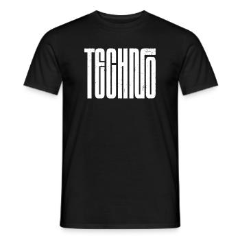 Techno Bold Retro Typography - Men's T-Shirt - black - Front - AI Model Male 178 light (178cm)