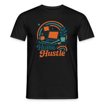 Home Hustle Everyday life on the laptop - Men's T-Shirt - black - Front - AI Model Male 178 light (178cm)