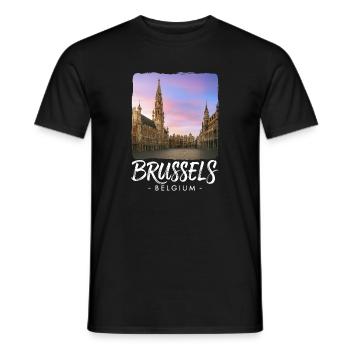 Bruxelles, Belgique - T-shirt homme - noir - Devant - AI Model Male 178 light (178cm)