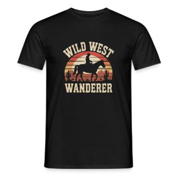 Wild West Wanderer – Cowboy & Pferd - Männer T-Shirt - Schwarz - Vorne - AI Model Male 178 light (178cm)