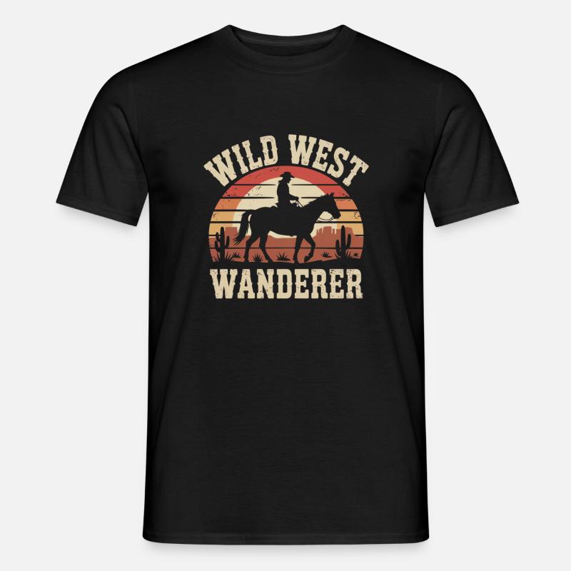Wild West Wanderer – Cowboy & Pferd - Männer T-Shirt - Schwarz