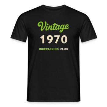 Vintage 1970 – Bikepacking Club Retro Birth Year - Men's T-Shirt - black - Front - AI Model Male 178 light (178cm)