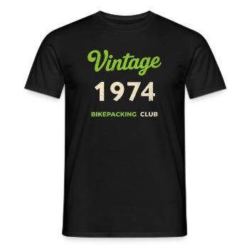 Vintage 1974 – Bikepacking Club Retro Birth Year - Men's T-Shirt - black - Front - AI Model Male 178 light (178cm)