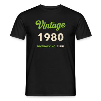 Vintage 1980 – Bikepacking Club Retro Birth Year - Men's T-Shirt - black - Front - AI Model Male 178 light (178cm)
