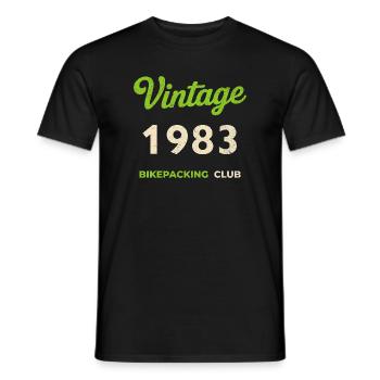Vintage 1983 – Bikepacking Club Retro Birth Year - Men's T-Shirt - black - Front - AI Model Male 178 light (178cm)