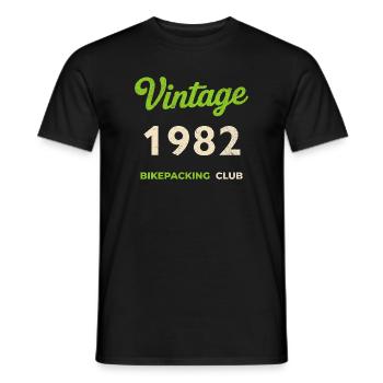 Vintage 1982 – Bikepacking Club Retro Birth Year - Men's T-Shirt - black - Front - AI Model Male 178 light (178cm)