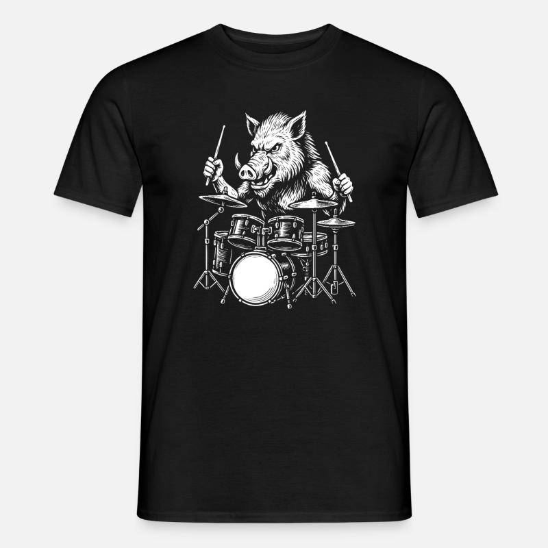 Boar Drummer Rock Attack - Men’s T-shirt - black