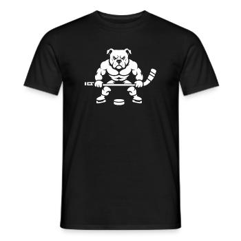 Muskulöser Bulldogge Eishockeyspieler Silhouette - Men's T-Shirt - black - Front - AI Model Male 178 light (178cm)