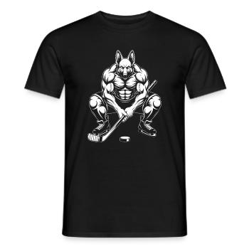 Muskulöser Schäferhund Eishockeyspieler Silhouette - Männer T-Shirt - Schwarz - Vorne - AI Model Male 178 light (178cm)