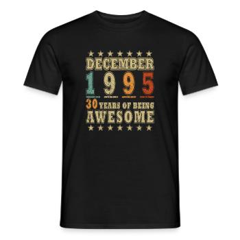 Cadeau d’anniversaire de décembre 1995 - T-shirt homme - noir - Devant - AI Model Male 178 light (178cm)