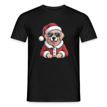 Weihnachtshund im Santa-Outfit - Männer T-Shirt - Schwarz - Vorne - AI Model Male 178 light (178cm)