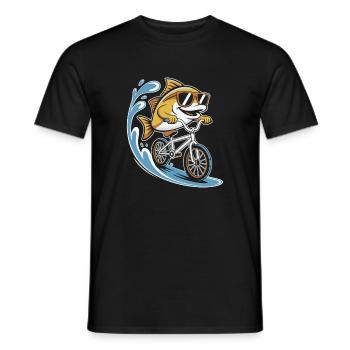 Fisch auf Fahrrad mit Sonnenbrille - Männer T-Shirt - Schwarz - Vorne - AI Model Male 178 light (178cm)