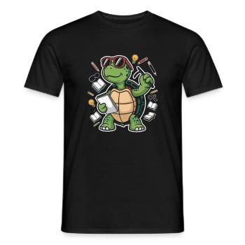Learning turtle with glasses - Men's T-Shirt - black - Front - AI Model Male 178 light (178cm)