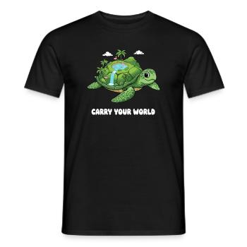 Island turtle with waterfall - Men's T-Shirt - black - Front - AI Model Male 178 light (178cm)