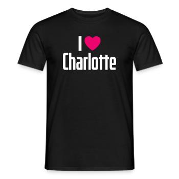 I Love Charlotte Pink Heart I Love Charlotte - Men's T-Shirt - black - Front - AI Model Male 178 light (178cm)