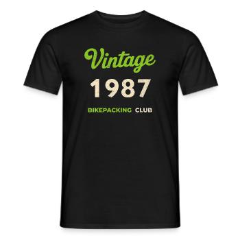 Vintage 1987 – Bikepacking Club Retro Birth Year - Men's T-Shirt - black - Front - AI Model Male 178 light (178cm)