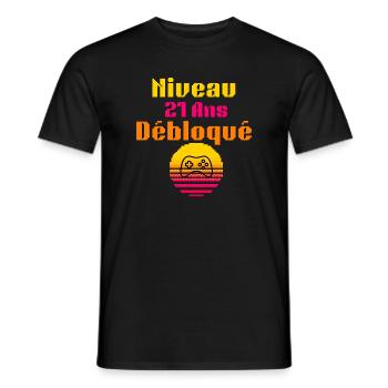 Level 21 Freigeschaltet - Männer T-Shirt - Schwarz - Vorne - AI Model Male 178 light (178cm)