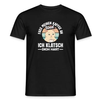 Funny Cat Coffee Saying Office Coffee Lover - Men's T-Shirt - black - Front - AI Model Male 178 light (178cm)