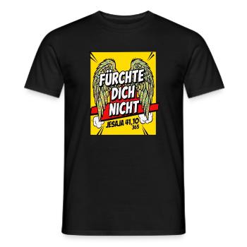 FÜRCHTE DICH NICHT Bibelvers Flügel Comic Gelb - Männer T-Shirt - Schwarz - Vorne - AI Model Male 178 light (178cm)