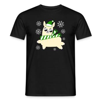 Llama – Christmas - Men's T-Shirt - black - Front - AI Model Male 178 light (178cm)