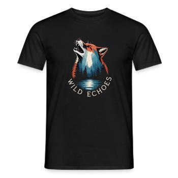 Paysage naturel de la forêt de renards de Wild Echoes - T-shirt homme - noir - Devant - AI Model Male 178 light (178cm)