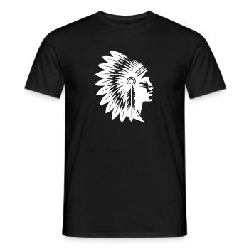 Proud warrior face with magnificent headdress - Men's T-Shirt - black - Front - AI Model Male 178 light (178cm)