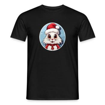 Kawaii Christmas Bunny with Santa Hat - Men's T-Shirt - black - Front - AI Model Male 178 light (178cm)