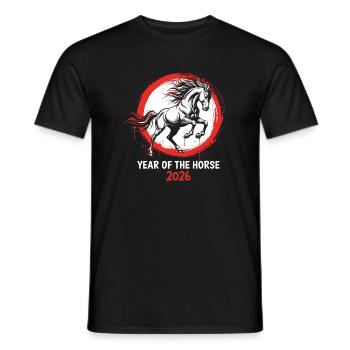 Jahr des Pferdes 2026 Chinesisches Neujahr - Männer T-Shirt - Schwarz - Vorne - AI Model Male 178 light (178cm)