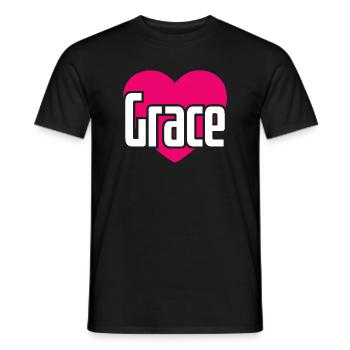J’aime Grace Coeur rose J’aime Grace - T-shirt homme - noir - Devant - AI Model Male 178 light (178cm)