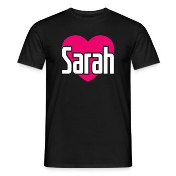 J’aime Sarah Pink Heart J’aime Sarah - T-shirt homme - noir - Devant - AI Model Male 178 light (178cm)