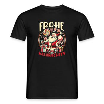 Weihnachtsmann Frohe Weihnachten - Männer T-Shirt - Schwarz - Vorne - AI Model Male 178 light (178cm)