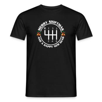 Fröhliche Shiftmas Happy New Gear lustiges Auto-Weihnachtszitat - Männer T-Shirt - Schwarz - Vorne - AI Model Male 178 light (178cm)