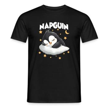 Gift for penguin lovers and sleepyheads - Men's T-Shirt - black - Front - AI Model Male 178 light (178cm)